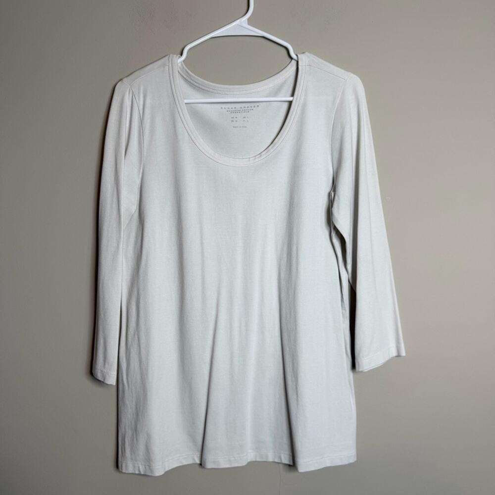Susan Graver Weekend Essentials Comfy Cotton Tunic Cream White Size Medium